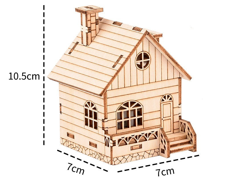 DIY 3D Puzzle Wooden House Music Box - Hand Crank & Wind-Up Versions