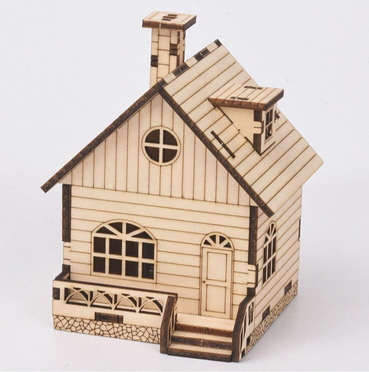 DIY 3D Puzzle Wooden House Music Box - Hand Crank & Wind-Up Versions