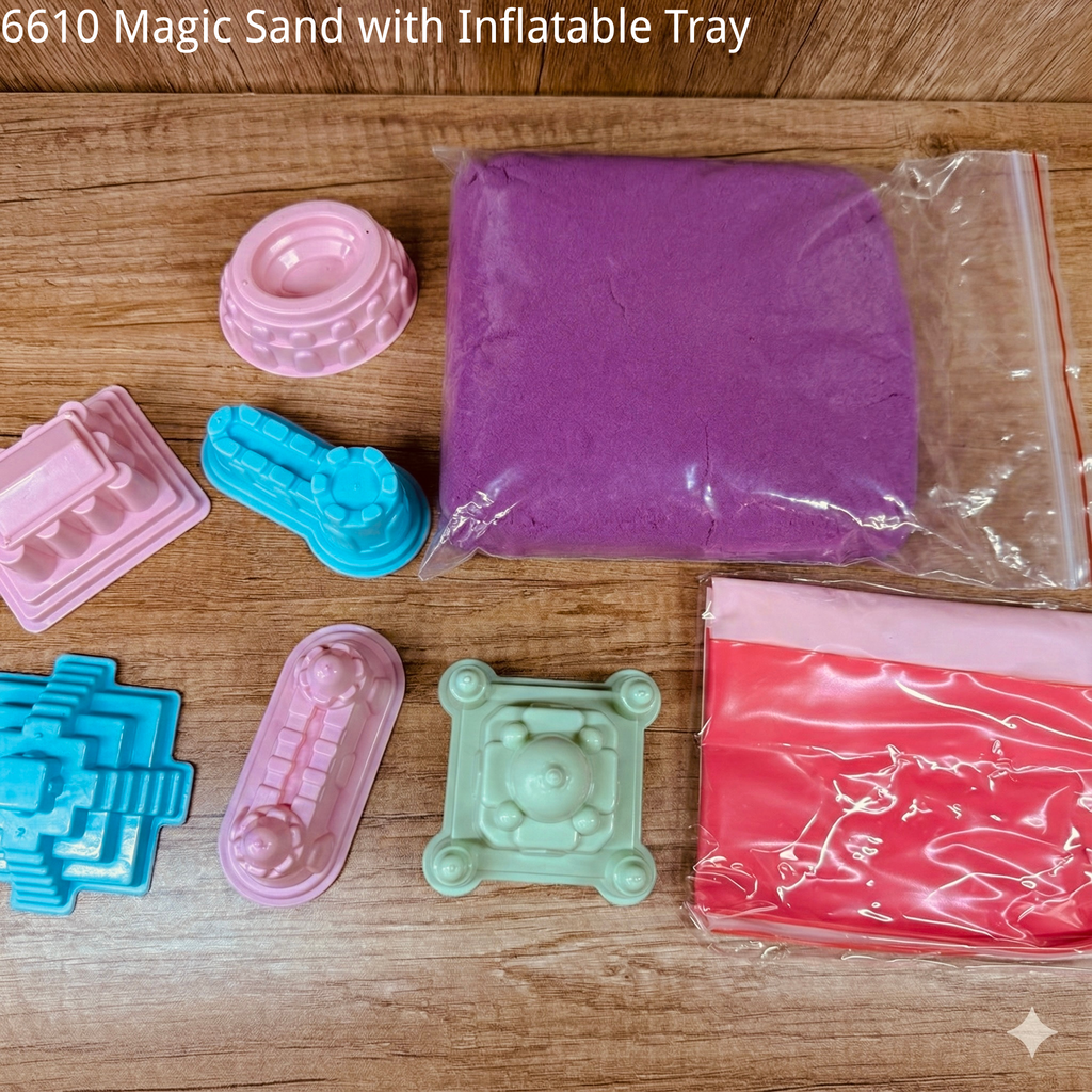 Magic Sand Activity Bucket - All-in-One Kit with Inflatable Tray & Molds