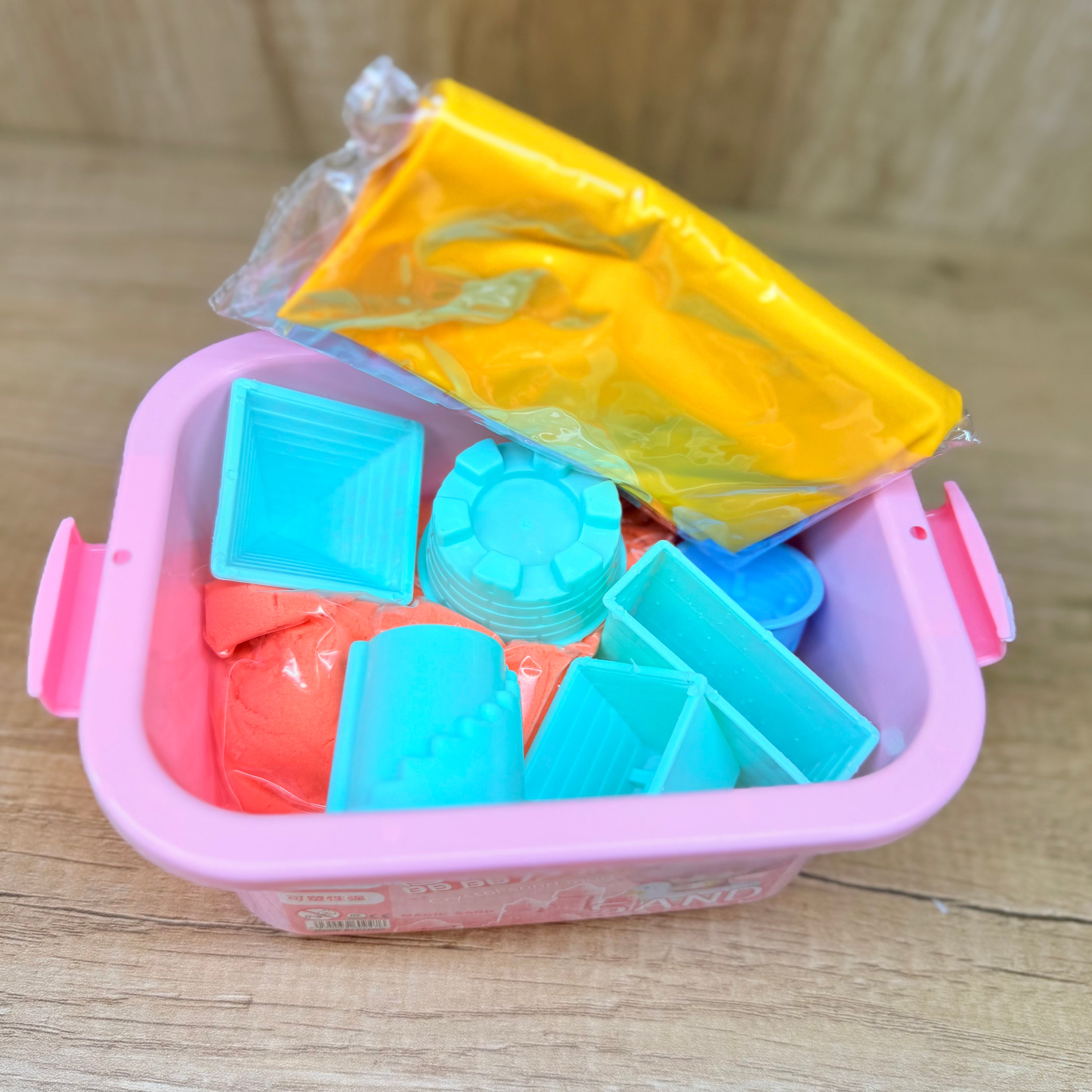 Magic Sand Activity Bucket - All-in-One Kit with Inflatable Tray & Molds