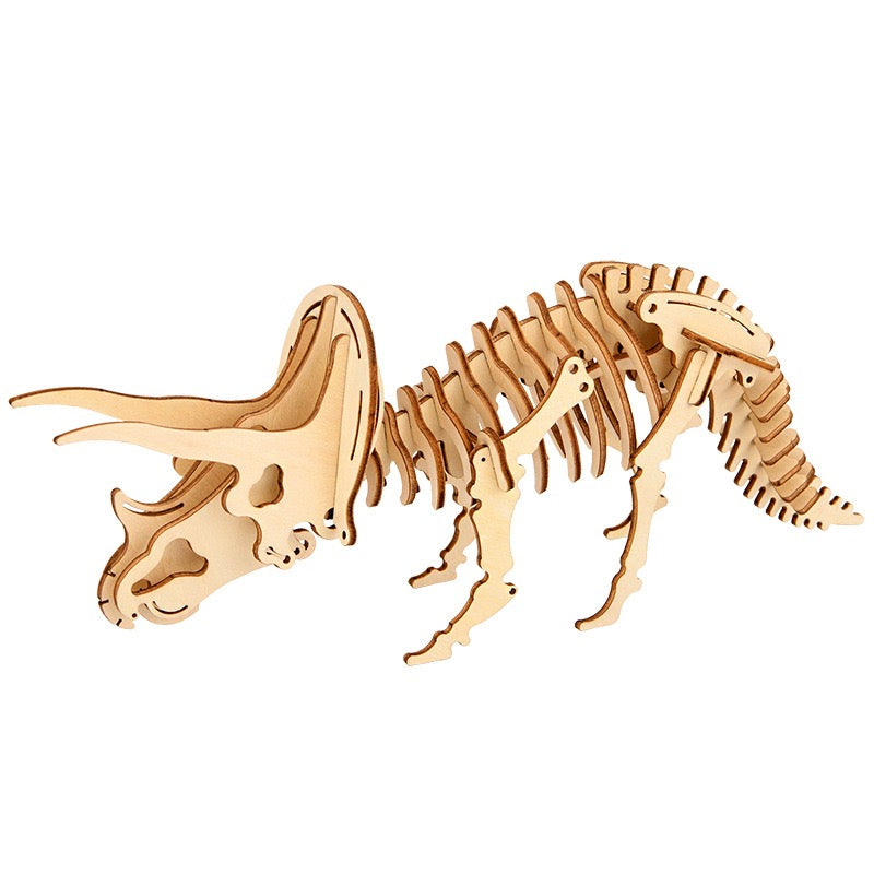 DIY 3D Wooden Puzzle - Triceratops Dinosaur Puzzle Kit