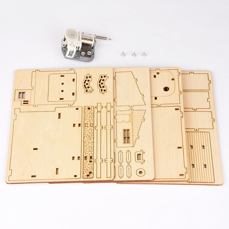 Large Waterwheel 3D Wood Puzzle Music Box & Pen Holder