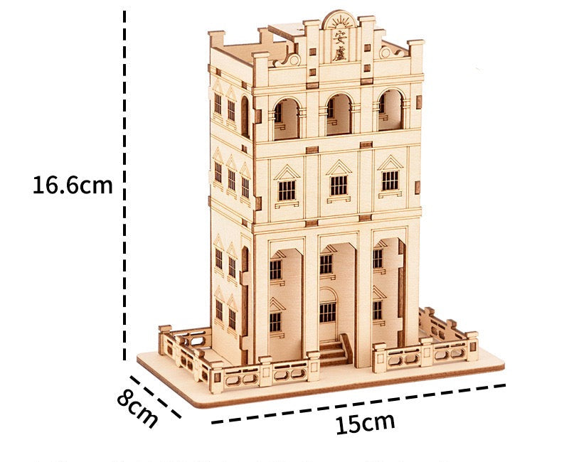 3D Wood Puzzle Music Box – Watchtower Mansion