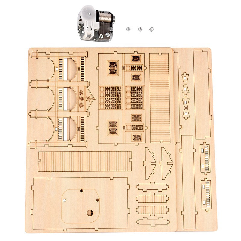 3D Wood Puzzle Music Box – Diaolou Style Building