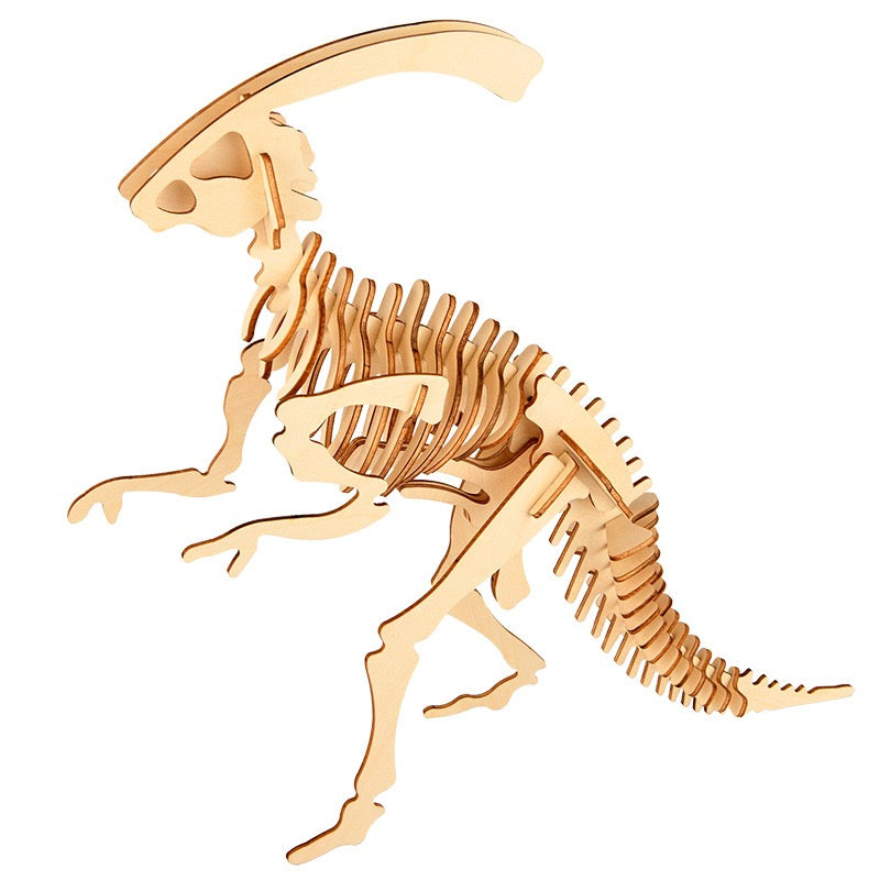 DIY 3D Wooden Puzzle - Parasaurolophus Dinosaur Puzzle Kit