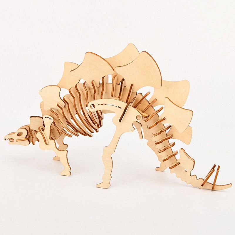 DIY 3D Wooden Puzzle - Stegosaurus Dinosaur Puzzle Kit