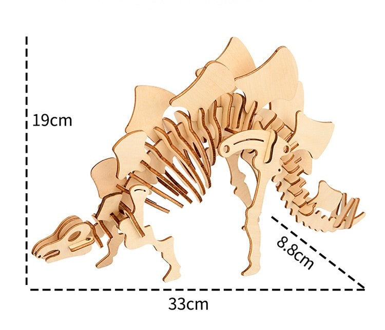DIY 3D Wooden Puzzle - Stegosaurus Dinosaur Puzzle Kit
