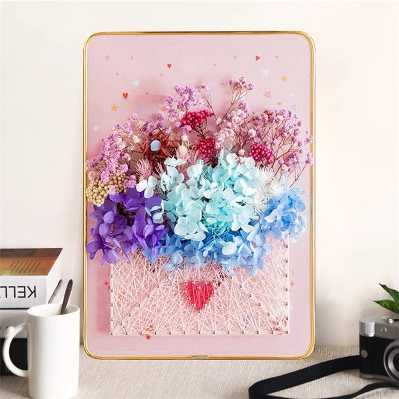 DIY String Art & Dried Flower Kit (8" x 12") - Beautiful Handcraft Decor