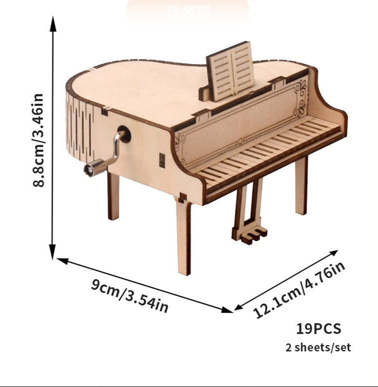 DIY 3D Music Box Wood Puzzle - Grand Piano