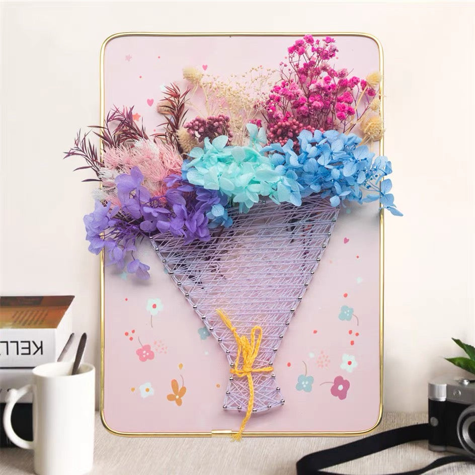 DIY String Art & Dried Flower Kit (8" x 12") - Beautiful Handcraft Decor