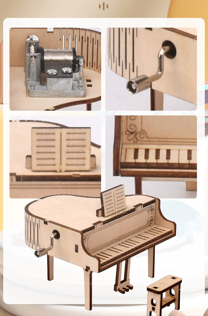DIY 3D Music Box Wood Puzzle - Grand Piano