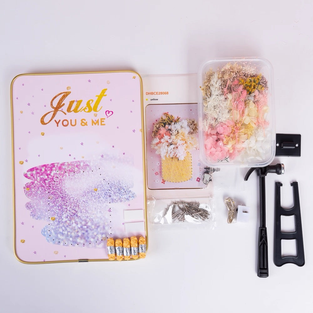 DIY String Art & Dried Flower Kit (8" x 12") - Beautiful Handcraft Decor