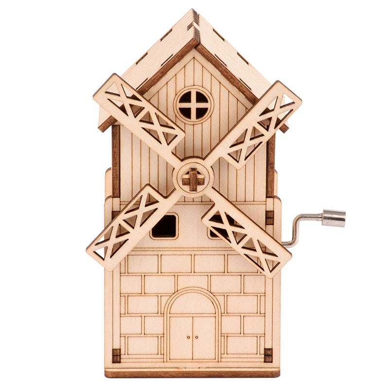 DIY 3D Wooden Puzzle - Windmill Music Box Model