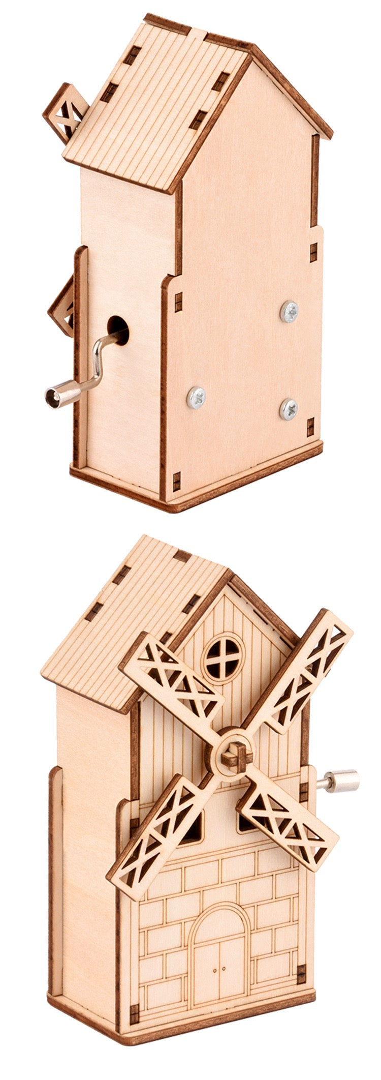 DIY 3D Wooden Puzzle - Windmill Music Box Model