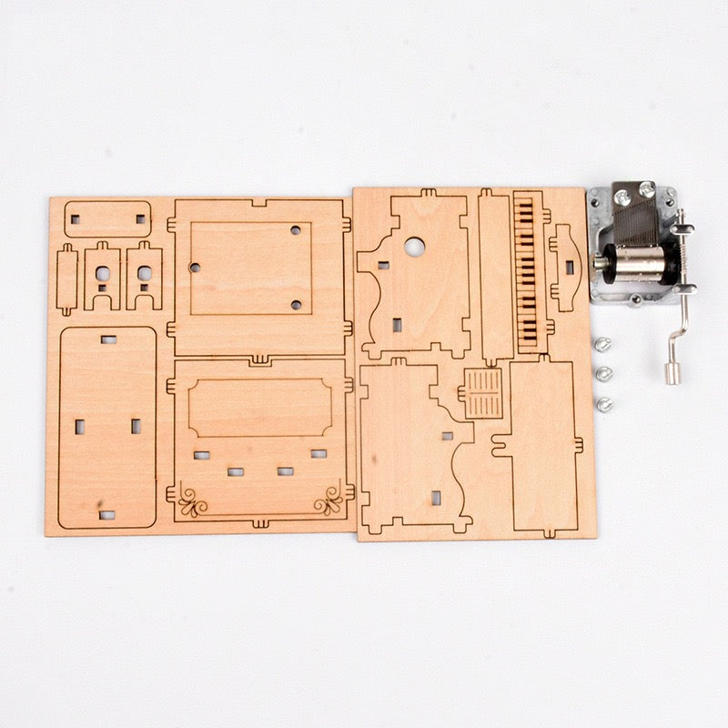 DIY 3D Wooden Puzzle - Hand Crank Mini Piano Music Box