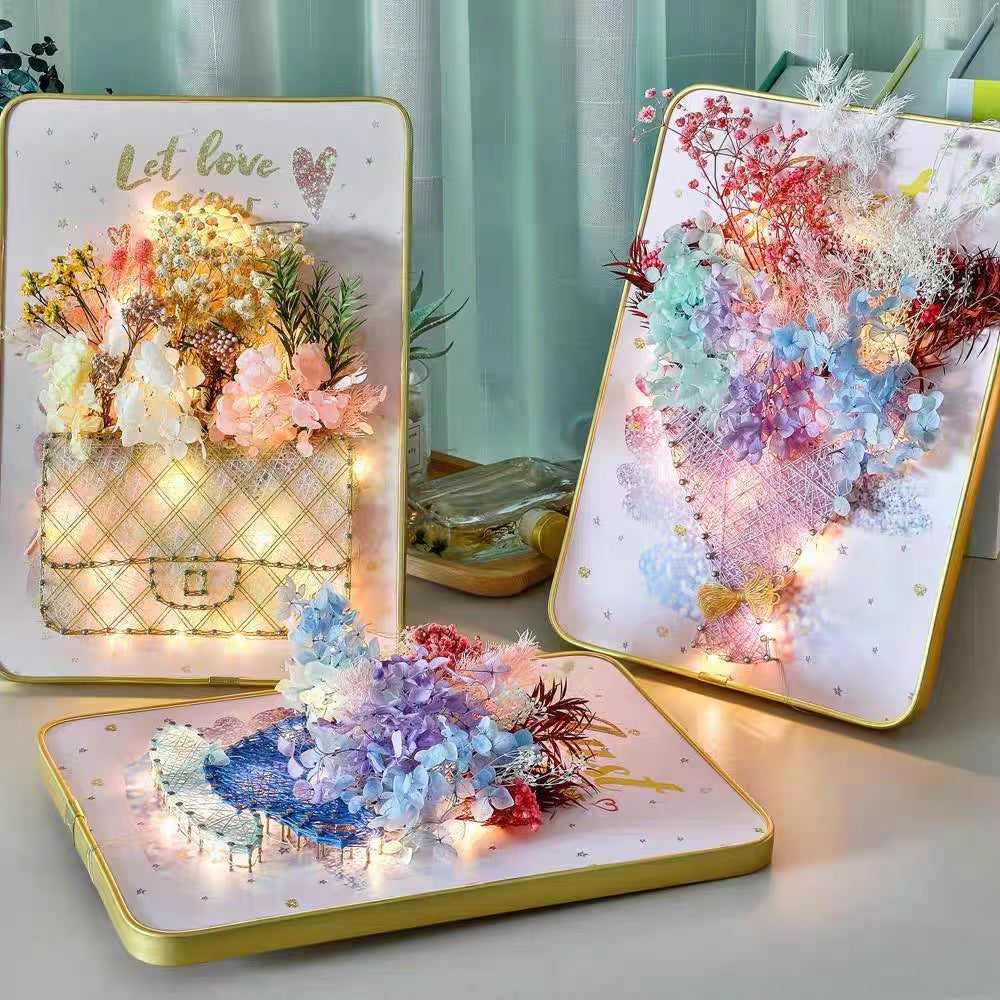 DIY String Art & Dried Flower Kit (8" x 12") - Beautiful Handcraft Decor
