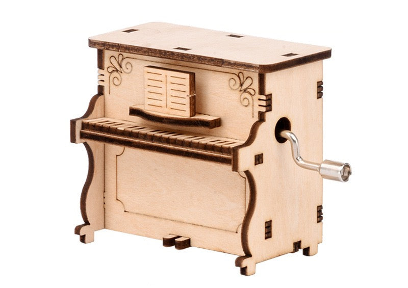 DIY 3D Wooden Puzzle - Hand Crank Mini Piano Music Box