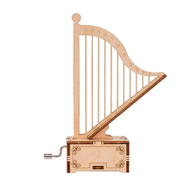 DIY 3D Wooden Puzzle - Hand-Crank Harp Music Box