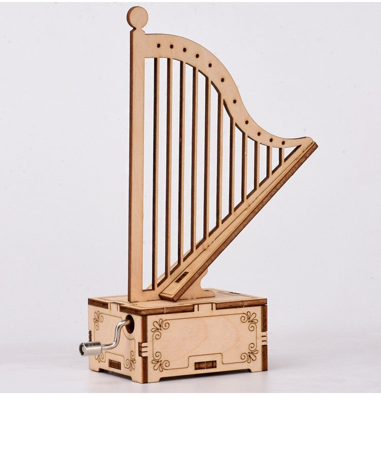 DIY 3D Wooden Puzzle - Hand-Crank Harp Music Box