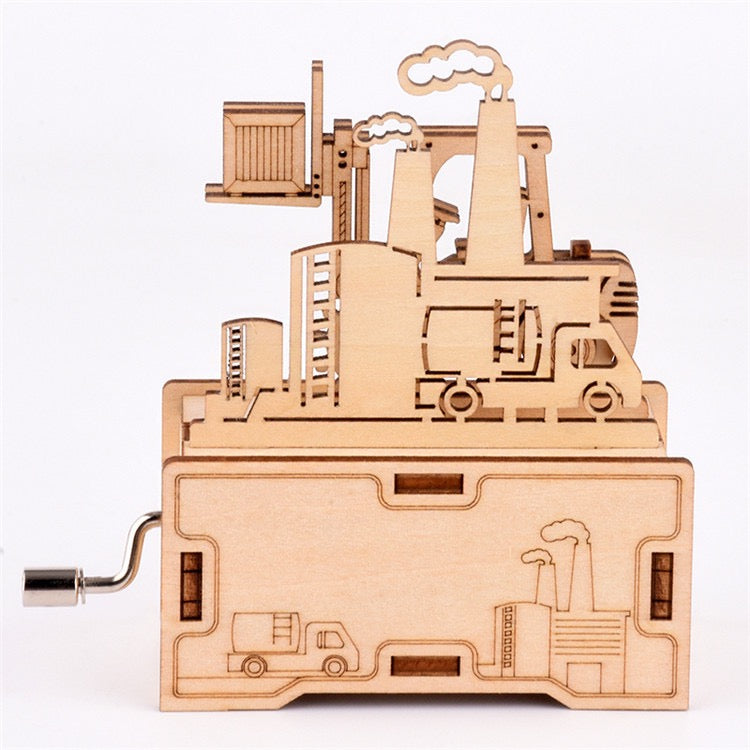 Forklift 3D Wood Puzzle Music Box – DIY Hand Crank Kit
