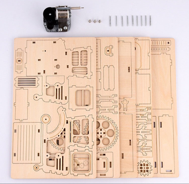 3D Wood Puzzle Music Box with Tractor Pencil Holder – DIY Assembly Kit