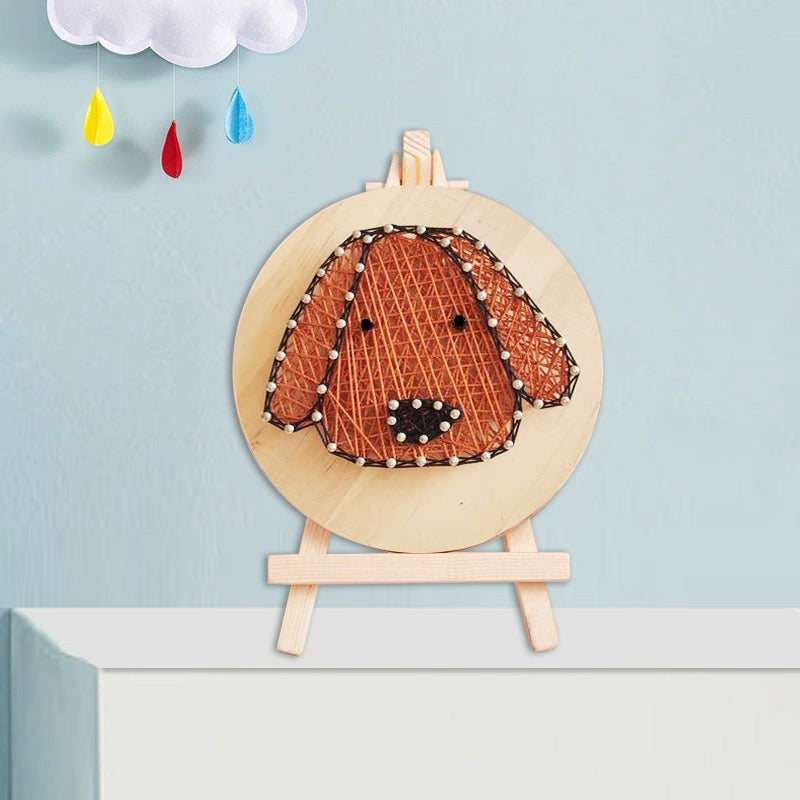 Mini DIY String Art Kit (4.3" Round) - Cute Kids Craft with Easel
