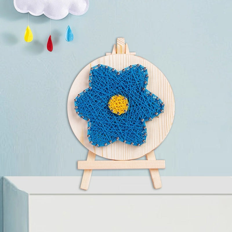 Mini DIY String Art Kit (4.3" Round) - Cute Kids Craft with Easel