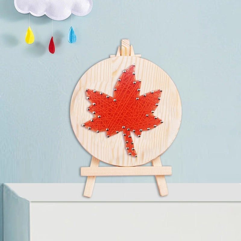 Mini DIY String Art Kit (4.3" Round) - Cute Kids Craft with Easel