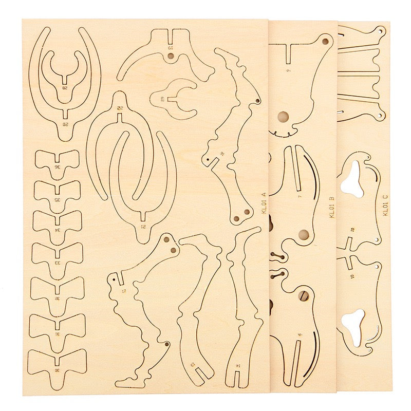 DIY 3D Wooden Puzzle - Triceratops Dinosaur Puzzle Kit