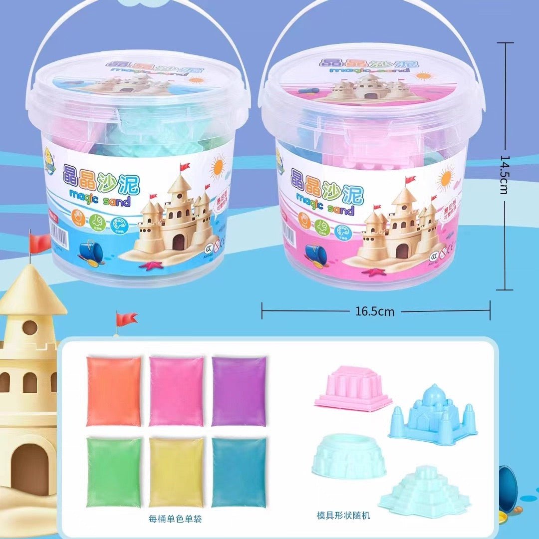 Magic Sand Activity Bucket - All-in-One Kit with Inflatable Tray & Molds