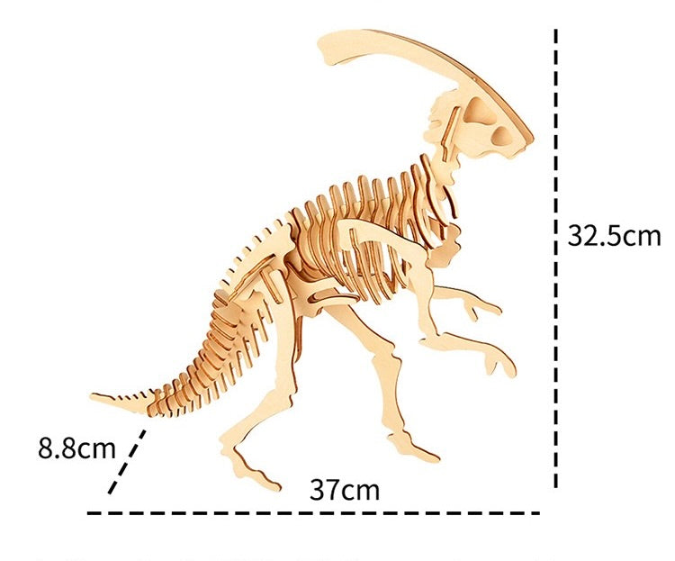 DIY 3D Wooden Puzzle - Parasaurolophus Dinosaur Puzzle Kit