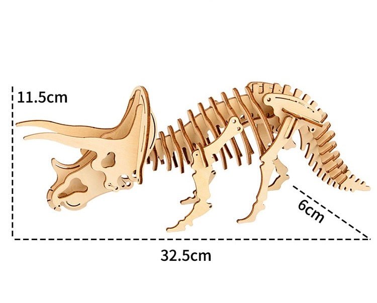 DIY 3D Wooden Puzzle - Triceratops Dinosaur Puzzle Kit