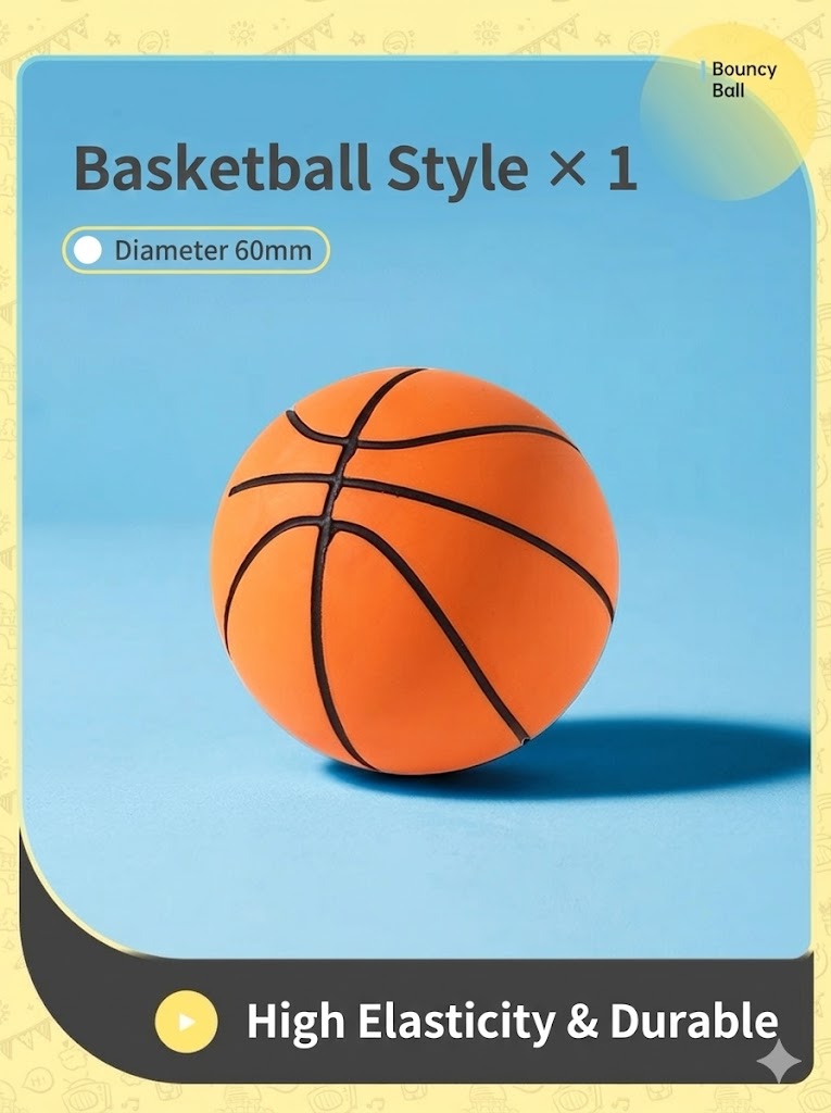 60mm High Bounce Sports Balls for Kids & Party Favors